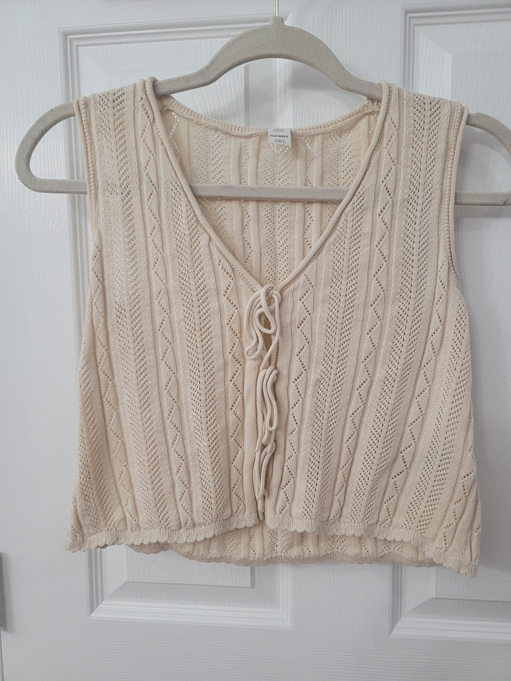 Old Navy Cream Knit Lace-Up Tank